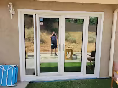 Tinted glass doors on a home