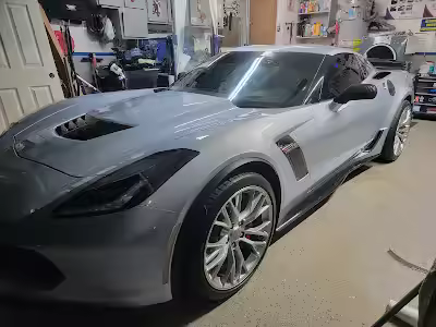 Silver Corvette after window tinting
